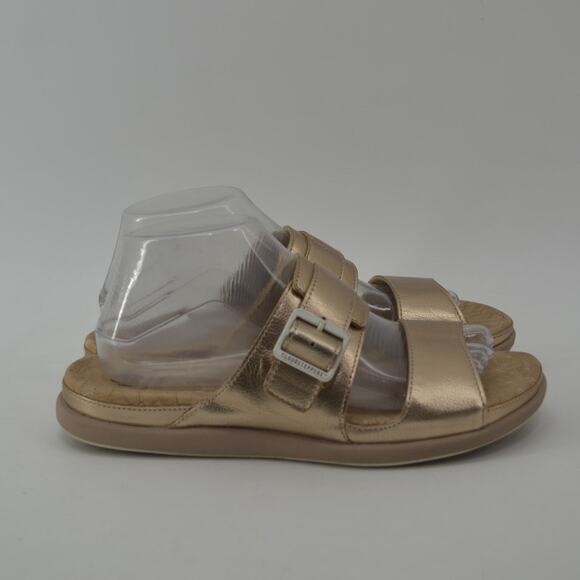 Cloudsteppers Clarks Size 9 June Tide Gold Metallic Slides - Picture 4 of 14